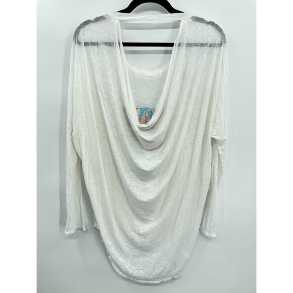 NWT CHASER New Mexico Skull Boho Burnout Slouchy Long Sleeve White Shirt Size M - Picture 5 of 7